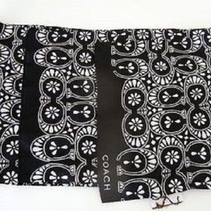 Coach Silk Ashley Eyelet Scarf Black 60x10 Long